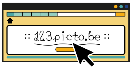 dessin d'un curseur cliquant sur le lien vers le site de 123picto.be